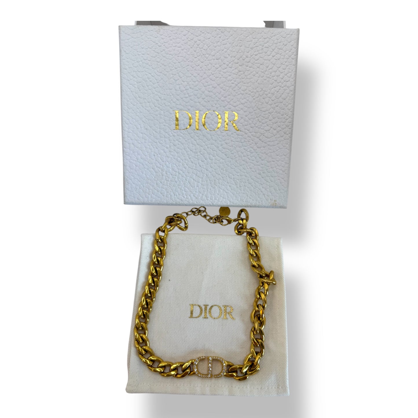 Dior CD Gold-Tone Chain Necklace