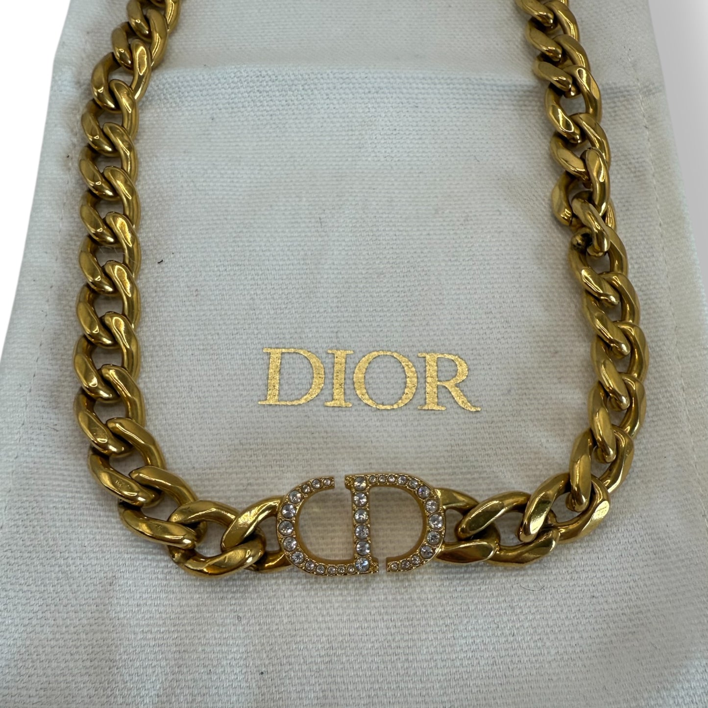 Dior CD Gold-Tone Chain Necklace